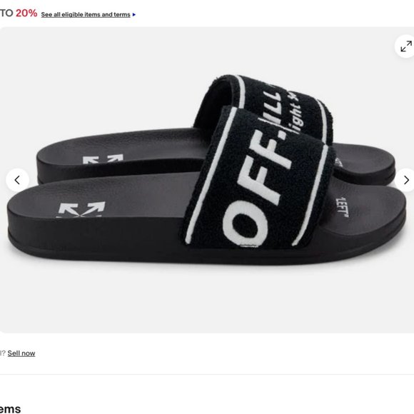 Off-White Embroidered Towel Slides in Black sz 9 US main image 8